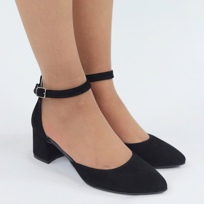 Czółenka czarne zamszowe na klocku Dantex