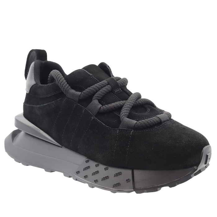 Czarne sneakersy damskie ze skóry zamszowej sznurowane