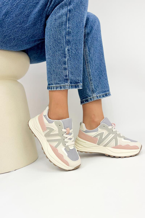 Sneakersy biało różowe na platformie