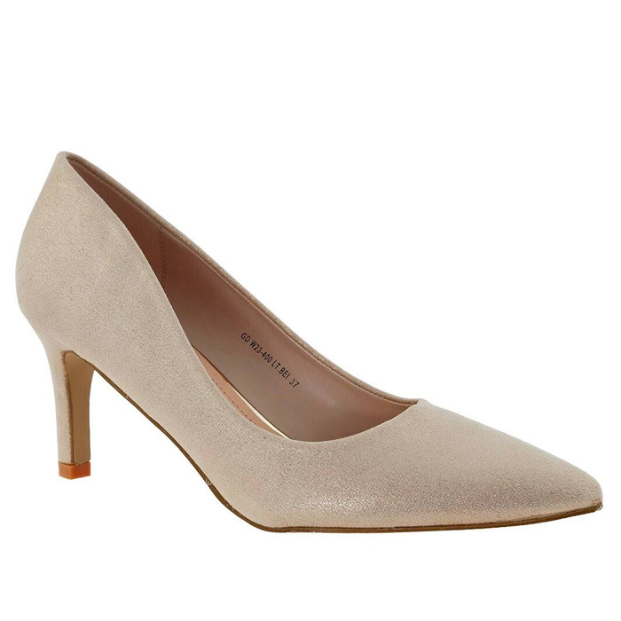 Połyskujące szpilki damskie w beżowym kolorze T.Sokolski 