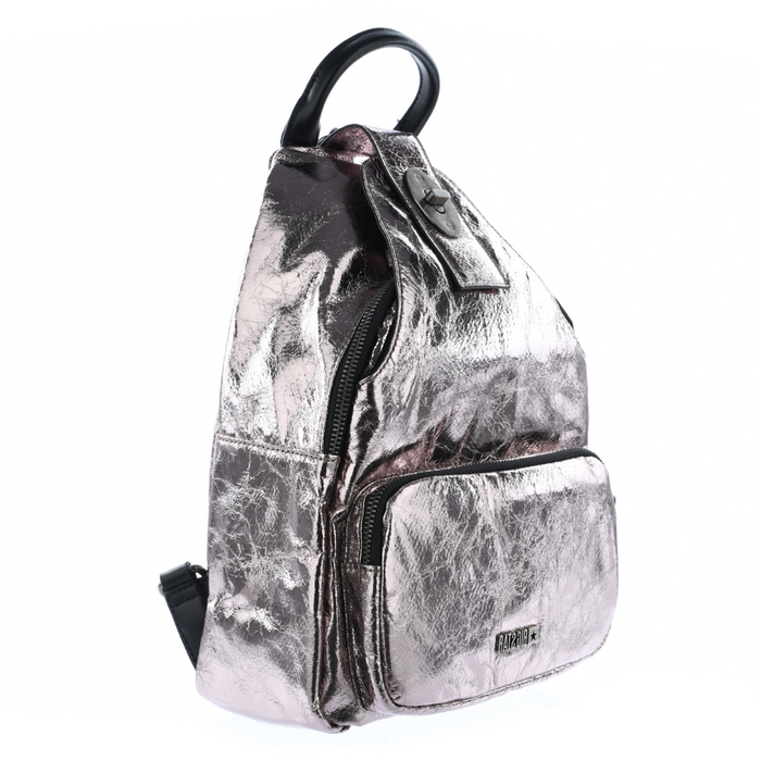 Metaliczny plecak damski srebrny duży Big Star