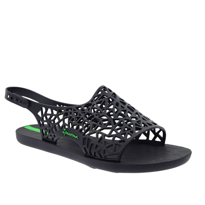 Sandały damskie płaskie ażurowe czarne