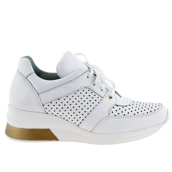 Sneakersy damskie białe ze skóry naturalnej licowej Eksbut 