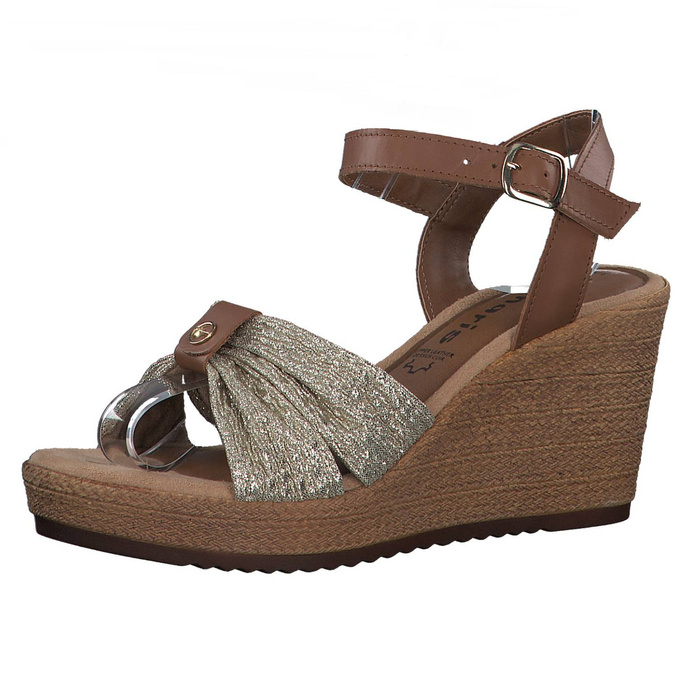 Sandały Tamaris 1-28346-20 496 złote na koturnie
