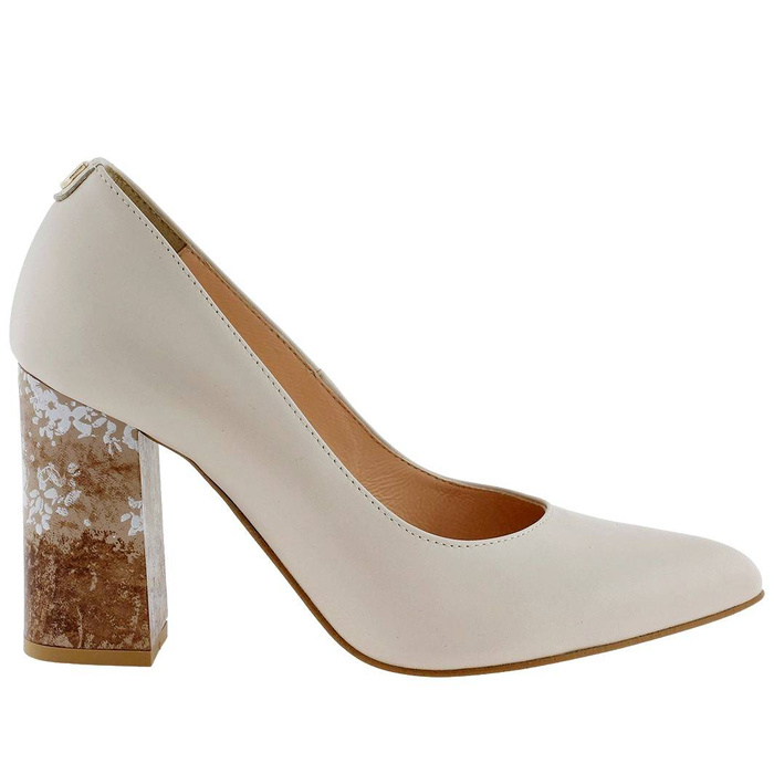 Skórzane czółenka damskie na obcasie Arka