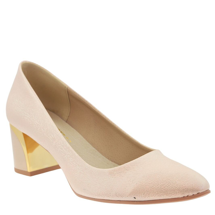 Czółenka złote na złotym klocku Dantex