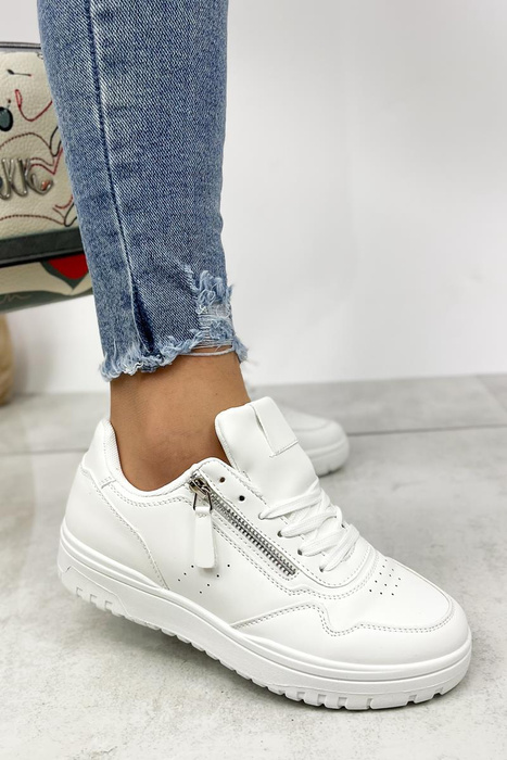 Buty sportowe damskie białe sznurowane na platformie