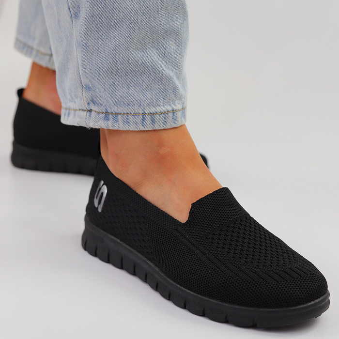 Tenisówki damskie czarne wsuwane Potocki 