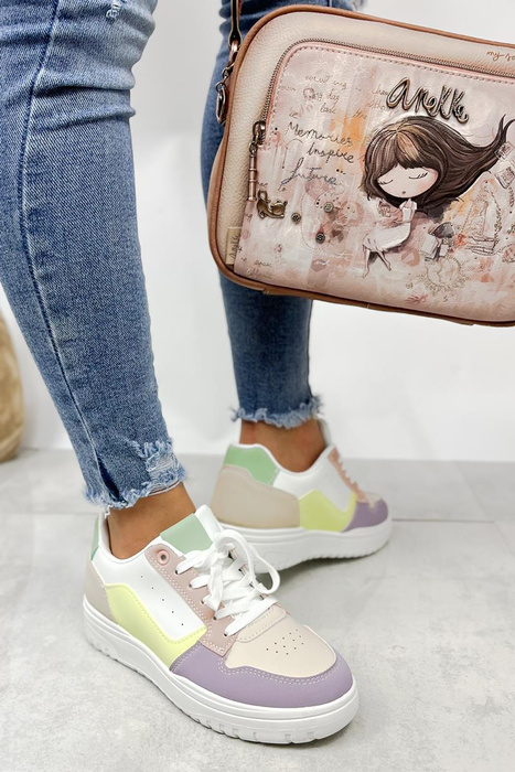 Kolorowe sneakersy damskie sznurowane