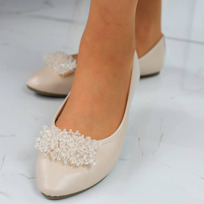 Beżowe balerinki na płaskiej podeszwie Potocki