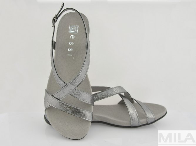 Sandały Nessi z paskami - srebrne 19578