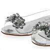 Sandały damskie srebrne kamyczki na płaskim ze sprzączką 