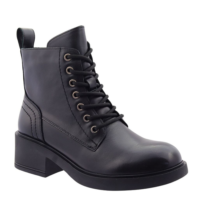 Чорні жіночі шкіряні чоботи на шнурівці від Cambell