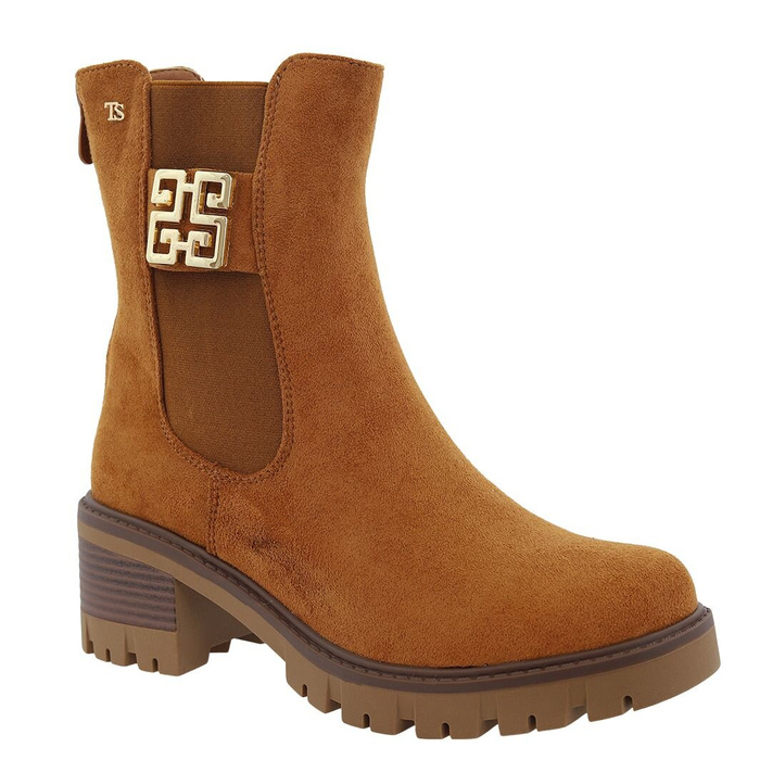 Верблюжі замшеві ботильйони з колодкою і утепленою платформою