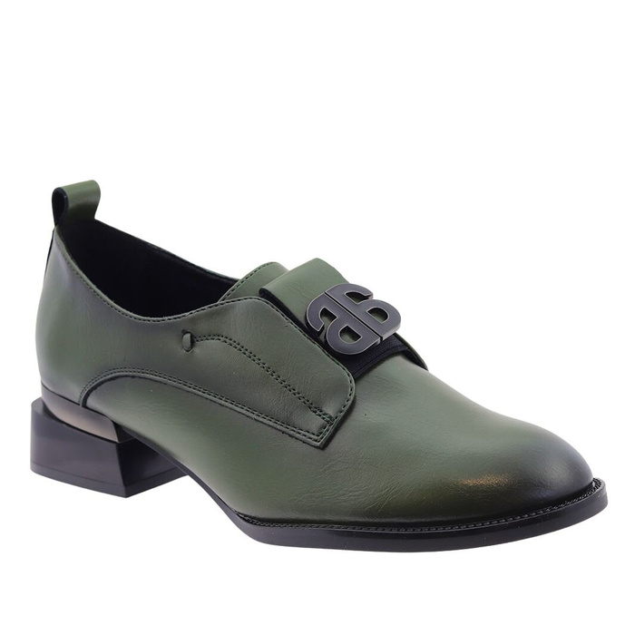Зелені сліпони шкіряні з аплікацією