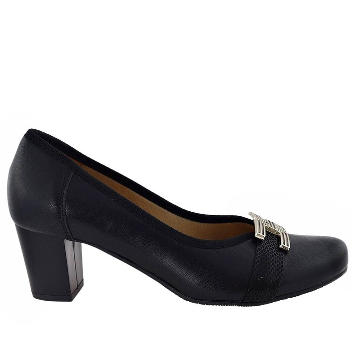 Чорні човники на високих підборах з декоративною пряжкою Galant