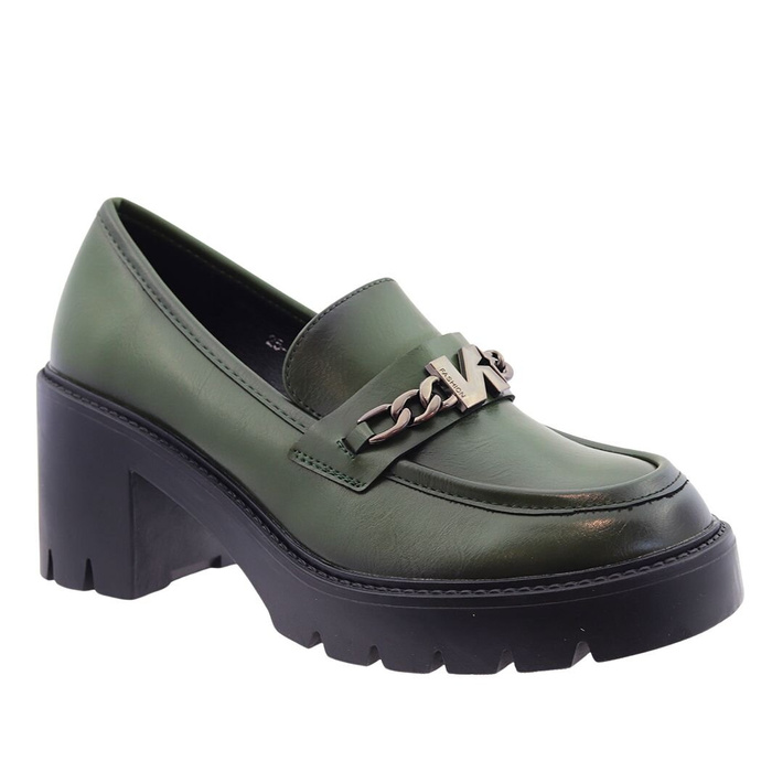 Зелені жіночі мокасини сліпони з колодкою і платформою 