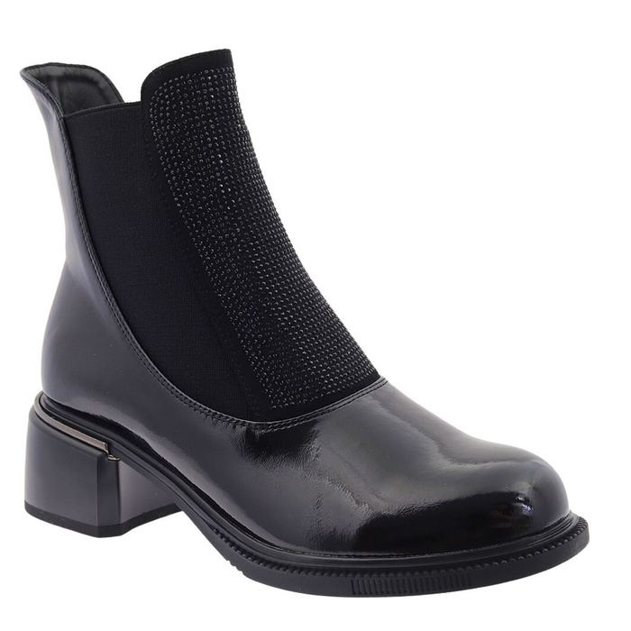 Чорні лаковані ботильйони на блискавці