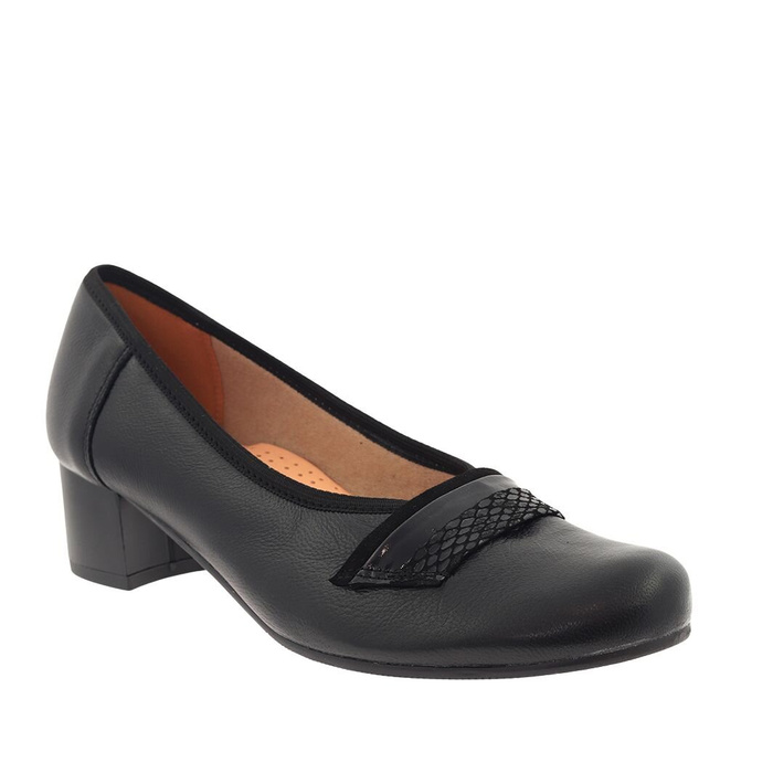 Чорні шкіряні човники з декоративним ремінцем Galant