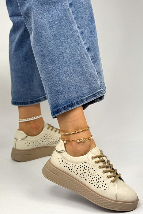 Золоті та чорні шкіряні кросівки на платформі Venezia